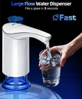 Rechargeable 5 Gallon Water Dispenser Pump With USB-C Fast Flow Electric Jug Pump Portable Submersible For Camping And Home Quiet Operation White No Hassle Setup And Easy Hands Free Water Access
