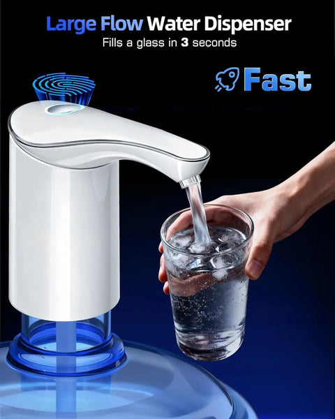 Rechargeable 5 Gallon Water Dispenser Pump With USB-C Fast Flow Electric Jug Pump Portable Submersible For Camping And Home Quiet Operation White No Hassle Setup And Easy Hands Free Water Access