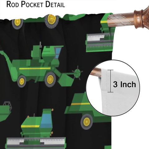 Farm Machinery Themed Window Curtains For Kids And Teens, Tractor And Combine Decor, Rod Pocket Curtain 42 By 54 Inch