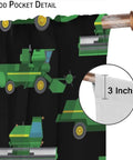 Farm Gear Themed Kid Friendly Window Curtains for Boys and Teens Two Panel Set 42 by 45 Inches with rod pocket detail.