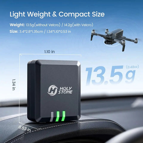 FAA Compliant Remote Identification Broadcast Module For GPS Drones With 4K Camera Spare Parts Kit shown with dimensions and weight
