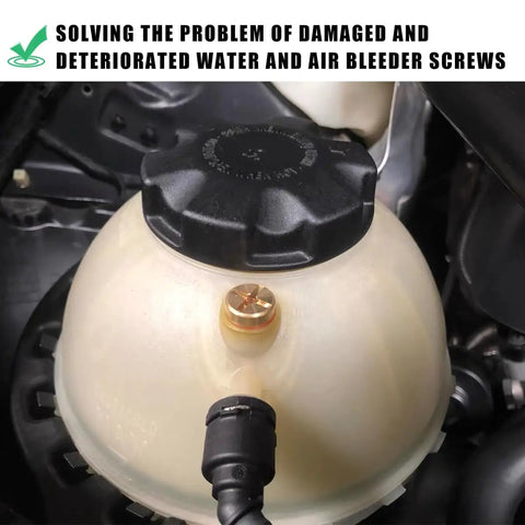 Heavy Duty Radiator Coolant Expansion Tank Bleeder Screw With Rubber O Ring installed on BMW coolant tank for easy maintenance.