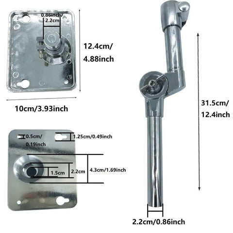 Dimensions of Built Tough Electronic Drum Module Mount Plate with Adjustable Tilting Holder for Drum Set Cymbal Stands