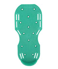 Underside view of Garden Yard Lawn Aerator Shoes for Grass and Soil Aeration featuring heavy duty spikes on durable green base.