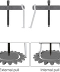 ChgImposs 12in two-jaw gear puller with adjustable center screw; gray crossbar and white jaws.