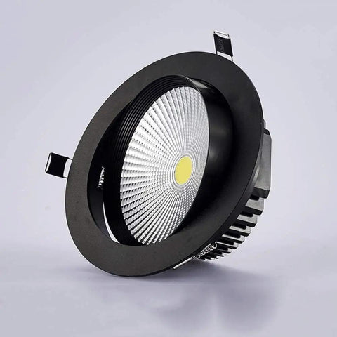 WKNHHL Recessed Lighting Housing Trim Kits Led Spotlight Aluminum Black embedded round downlight with reflective surface.