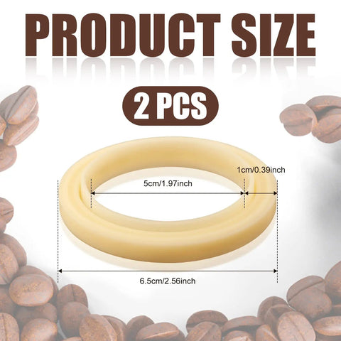 Two Pack 54mm Silicone Steam Ring Seal Gasket for Espresso Machines Replacement Part With 54mm Portafilters Fits 870 878 880 860 840 810 450 500 Must Have Coffee Maker Accessory shown with measurements.