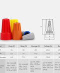 Blue Wire Cap Connectors Set 1000 Pcs Fast, Solder-Free Electrical Wiring, various colors and sizes, suitable for AWG 22-14 use