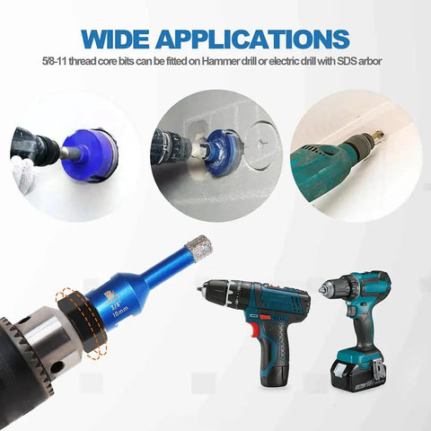 Wide applications of core drill bit adapter for five eighths eleven thread to SDS Plus shank with hammer drills