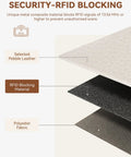 Diagram showing layers of Slim RFID Blocking Wallet For Women, small leather bifold card holder with zipper coin pocket, beige