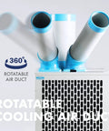 Heavy Duty Mobile Spot Cooler With Twin Duct For Indoor And Outdoor Use 10236 BTU Pro Grade R32 Refrigerant ETL Certified 110V Portable Cooling Solution with rotatable air ducts.