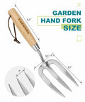 Versatile Weeding Fork Hand Tool With A 12 Inch Wood Handle And 3 Pointed Tines for easy gardening; product size details shown.