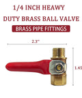 Four Pack One Quarter Inch Brass Ball Valve Shut Off Set With NPT Male And Female Threads Heavy Duty Air Compressor Fittings