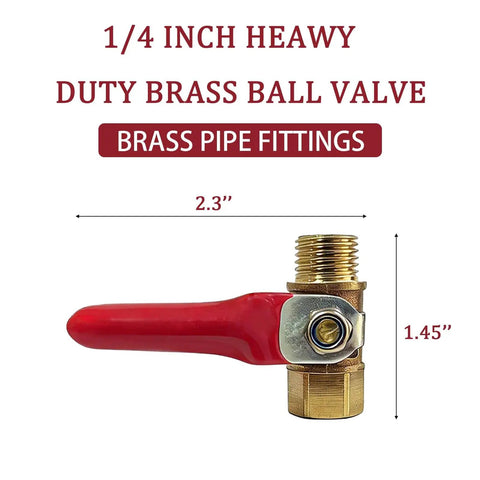 Four Pack One Quarter Inch Brass Ball Valve Shut Off Set With NPT Male And Female Threads Heavy Duty Air Compressor Fittings
