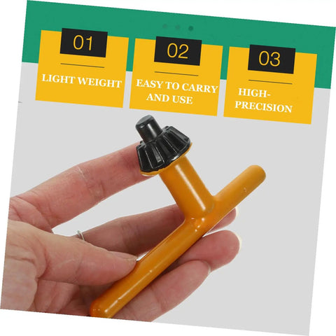 Pro Grade 4 Piece Drill Chuck Key Set With Comfort Grip Thumb Handle quick change wrench held in hand, lightweight and easy to use.