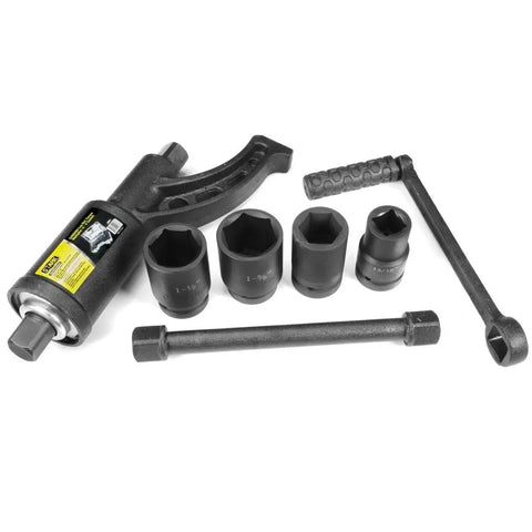 Beast Heavy Duty Torque Multiplier Lug Nut Wrench Set With CRV Sockets 4 Socket Kit Labor Saving Tool, sockets and handle displayed