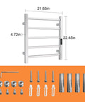 5 Bar Heated Towel Rack With Timer And Smart Temperature Control, 304 Stainless Steel Wall Mounted Electric Towel Warmer For Bathroom with installation hardware