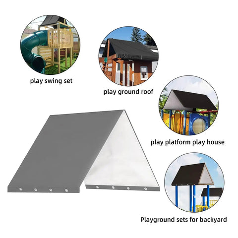 Outdoor Playground Canopy Replacement For Swing Sets 52 x 90 Inch Weatherproof Cover Kid Friendly Easy Install Waterproof UV Protection Gray