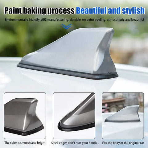 Shark Fin Antenna Cover With Adhesive Tape Universal Roof Aerial Base No Drill Needed For AM FM Radio Signals Fits Cars SUVs Trucks
