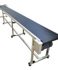 110V PVC Belt Conveyor With Double Guardrail 177 Inch Length 15.7 Inch Width Stainless Steel Belt Anti Static Design