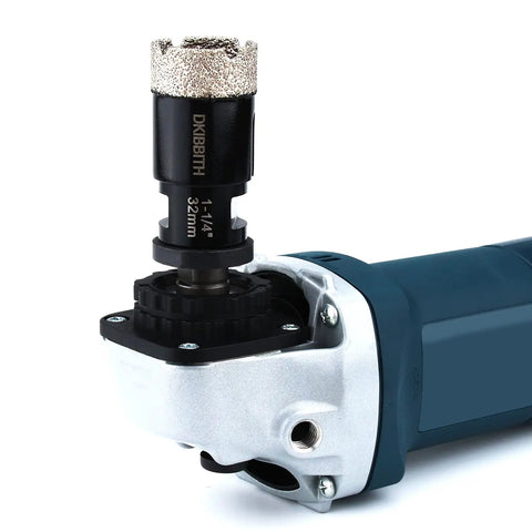 Heavy Duty Pro Grade 1-1/4 Inch Diamond Core Drill Bit For Dry Or Wet Tile Cutting, attached to drill with 5/8-11 Arbor