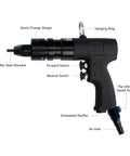 Pneumatic Rivet Nut Gun Kit With One Quarter Inch, Five Sixteenth Inch And Three Eighths Inch Mandrels, Self Locking Gun Head