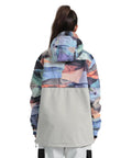 Back view of Warm Insulated Waterproof Snow Jacket For Men And Women Hooded Snowboard Coat With Windproof Breathable 15000mm Shell Cozy Polyester Ski Jacket