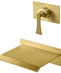 High Flow Wall Mount Tub Filler With Single Lever Large Waterfall Spout CUPC Certified Pressure Balance Rough In Valve Included
