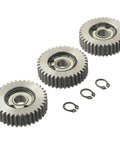 Three Piece 36T Steel Gear Set For Electric Bicycles With 38mm Outer Diameter Compatible With Bafang Motors E Bike Transmission Upgrade And Repair Tough Steel Gears For Smooth Shifting And Long Lasting Performance. three steel gears and clips
