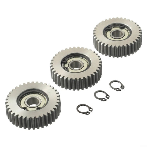 Three Piece 36T Steel Gear Set For Electric Bicycles With 38mm Outer Diameter Compatible With Bafang Motors E Bike Transmission Upgrade And Repair Tough Steel Gears For Smooth Shifting And Long Lasting Performance. three steel gears and clips