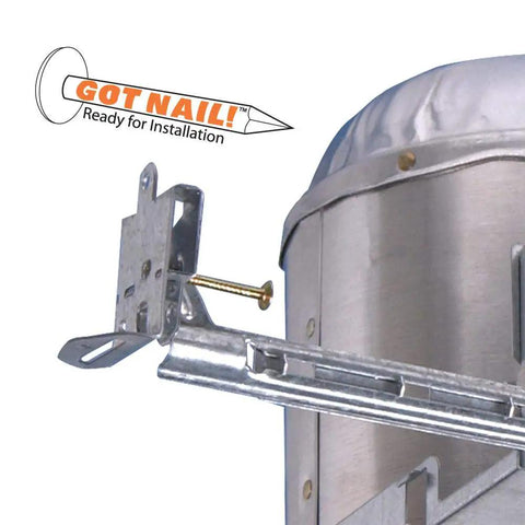 New Construction Recessed Lighting Housing IC Rated Air-Tite Built For Speed Install 120V E26 Socket Base detailing hanger bar