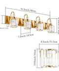 Hot Brass Gold Vanity Light Fixture With Four Crystal Lights For Bathroom Over Mirror Modern Wall Mount Bath Lighting E26 Base