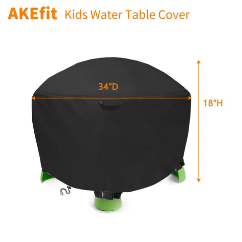 Round 34 Inch Diameter Kids Sand Water Table Cover For Little Tikes Spiralin' Seas Waterpark Play Table Waterproof Outdoor Dustproof Anti UV Shield 18 Inch Tall Weatherproof Black Cover Only
