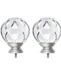 Crystal Netted Texture Silver Curtain Rod Finials For One Or Seven Eighths Inch Rods, Easy Twist Installation No Tools Needed, Fits M6 Screws, Four Colors Available Black Bronze Gold Silver, Modern Home Decor Accessory, set of 2