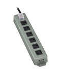 Heavy Duty Power Strip With 6 Right Angle Outlets In All Metal Housing Mountable On Wall Or Under Desk 15 Foot Extension Cord On Off Switch Cover