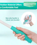 Hand holding Long Reach Toilet Wiping Aid, showing ergonomic rubber handle with soap, for comfortable independent use.