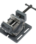 Badass 3 Inch Cradle Style Bench Vice Featuring A Slick Tilting Jaw And Adjustable Angle Pivot For Heavy Duty Workshop Grinding And Metal Fabrication Projects, grey steel design.