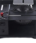 Rock Solid Woodworking Sliding Table Saw With Variable Speed Control And Heavy Duty Steel Build featuring adjustable fence and precise blade.