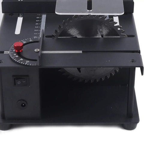 Rock Solid Woodworking Sliding Table Saw With Variable Speed Control And Heavy Duty Steel Build featuring adjustable fence and precise blade.