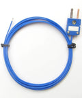 Six Foot Type T Thermocouple With PFA Insulated Probe For Temperature Sensing, Air And Liquid Temperature Readings From -418 To 500 F Or -250 To 260 C, 6 Ft Length, Miniature Connector, Durable High Temperature Probe.