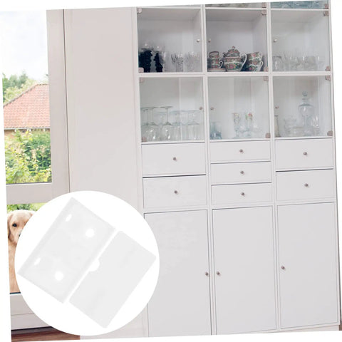 Heavy Duty Corner Bracket Set With Slick Edge Caps for Rock Solid Furniture Repair and No Sweat Wall Mounting Tasks Throughout Kitchen Bathroom Workshop, shown on white shelf.