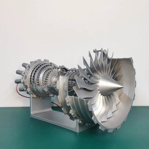 Turbofan Engine Model Kit For DIY Enthusiasts, 1 To 20 Scale, TR900 Inspired 3D Printing Jet Engine With Movable Fan Blades, Functional Desktop Ornament And Realistic Aircraft Mechanisms For Hands On Learning, silver resin model