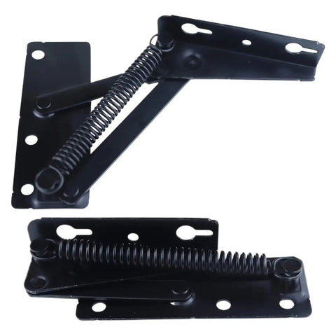 Rock Solid Heavy Duty Steel Spring Hinges For Cabinets And Sofas, 80 Degree Folding, Smooth Lifting Action, Set Of 2 For Built To Last, Secure Furniture Installations, black spring hinge pair