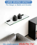 Professional Grade Glass Shelf Brackets Black Zinc Alloy Wall Mount Supports For 6 To 10mm Panels, displaying durable glass shelf with heavy duty brackets.