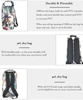 Built Tough Waterproof Dry Bag Backpack 5L To 40L with Floating Phone Pouch, side and back detail, heavy duty 500D PVC Tarpaulin