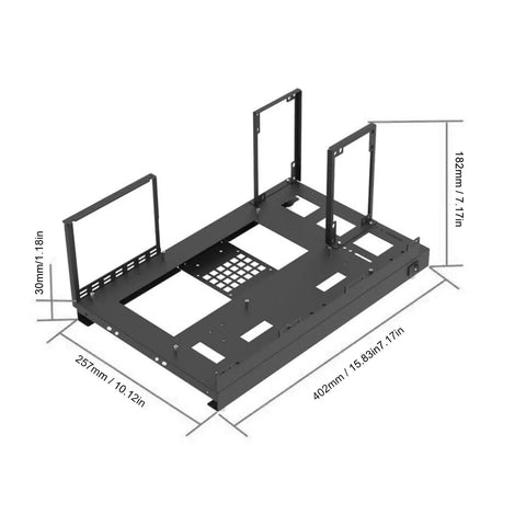 Open Air DIY Gaming PC Rig Case Rack With Handle Steel Plate Open Frame Chassis For ATX MATX ITX Boards mechanical diagram