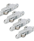 Heavy Duty Stainless Steel Double Wheel Roller Pulleys 4 Pack Dead Silent Glide Track Wheels For Sliding Closet Doors And Cabinet Windows Easy Swap Smooth Ride mounted on track.