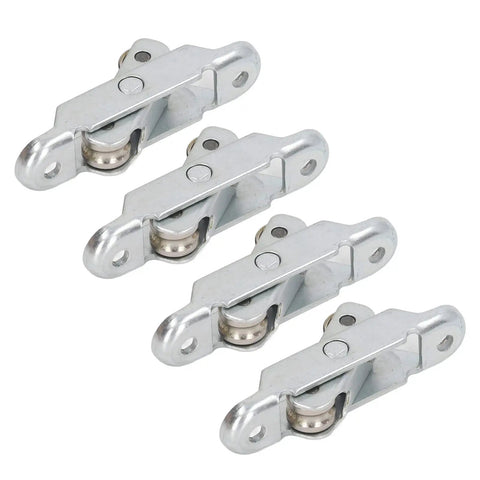 Heavy Duty Stainless Steel Double Wheel Roller Pulleys 4 Pack Dead Silent Glide Track Wheels For Sliding Closet Doors And Cabinet Windows Easy Swap Smooth Ride mounted on track.