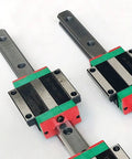 Two Pack HGR20 Square Linear Guide Rails With Four HGH20CA And HGW20CC Block Carriages For CNC Router Engraving And Precision Motion Devices, 500mm Rails, Pro Grade Smooth Operation, Low Backlash And Durable Build, close-up on paired rails