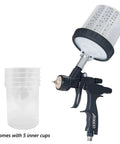 Pro Setup 1.3Mm Pneumatic Spray Gun For Rolling Out Dope Automotive Topcoats And Heavy Duty Furniture Varnish With A Slick Water Based Green Primer Finish with 5 inner cups